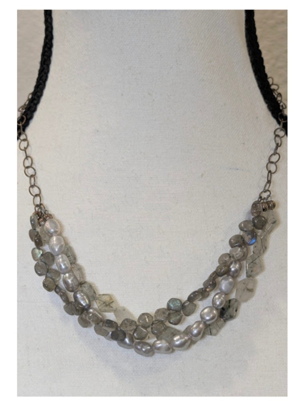 Layered Freshwater Pearl Labradorite Quartz Necklace Quiet Luxury Boho Chic